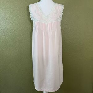 Vintage Barbizon Women's M Diane Shift Nightgown Pastel Pink Lace Trim Victorian